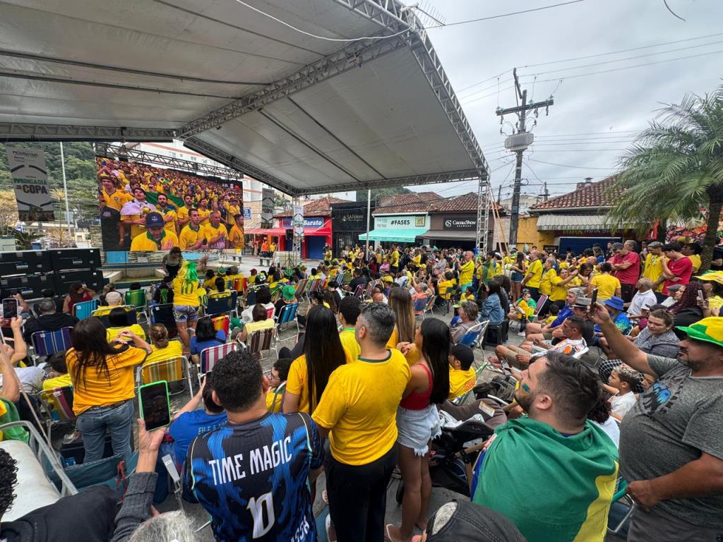 Mongaguá terá transmissão oficial do jogo Brasil x Noruega na Praça Dudu Samba neste domingo